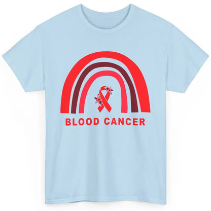 Blood Cancer Awareness Floral Red Ribbon Cute Rainbow Classic Unisex T-Shirt