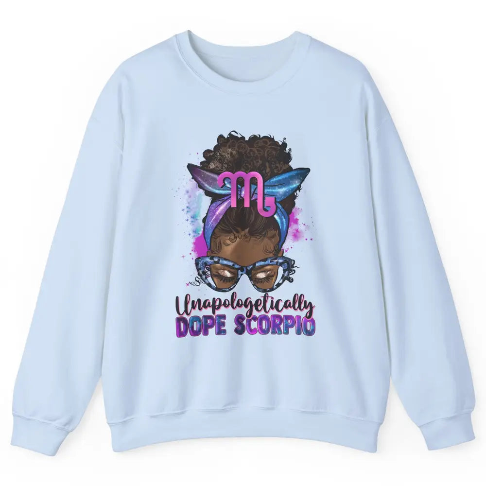 Afro Scorpio Queen Galaxy Horoscope Messy Hair Black Woman Unisex Crewneck Sweatshirt