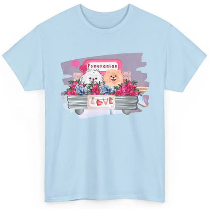 Floral Pomeranian Truck Love Cute Pomeranian Mothers Day Classic Unisex T-Shirt