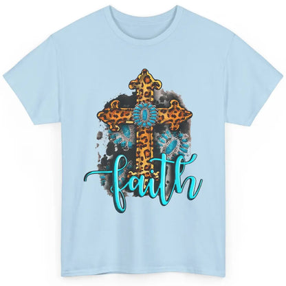 Western Gemstone Leopard Turquoise Cross Faith Jesus God Classic Unisex T-Shirt