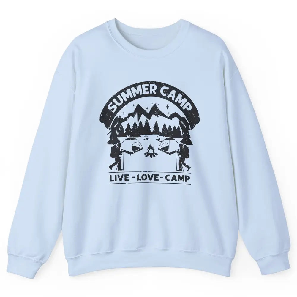 Summer Camp Live Love Camp Vacation Camping Hiking Retro Unisex Crewneck Sweatshirt