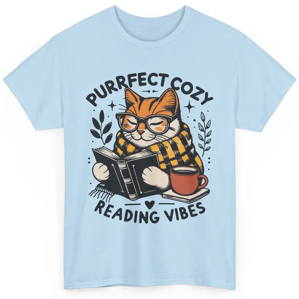 Funny Bookish Cat Purrfect Cozy Reading Vibes Winter Reading Classic Unisex T-Shirt