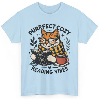 Funny Bookish Cat Purrfect Cozy Reading Vibes Winter Reading Classic Unisex T-Shirt