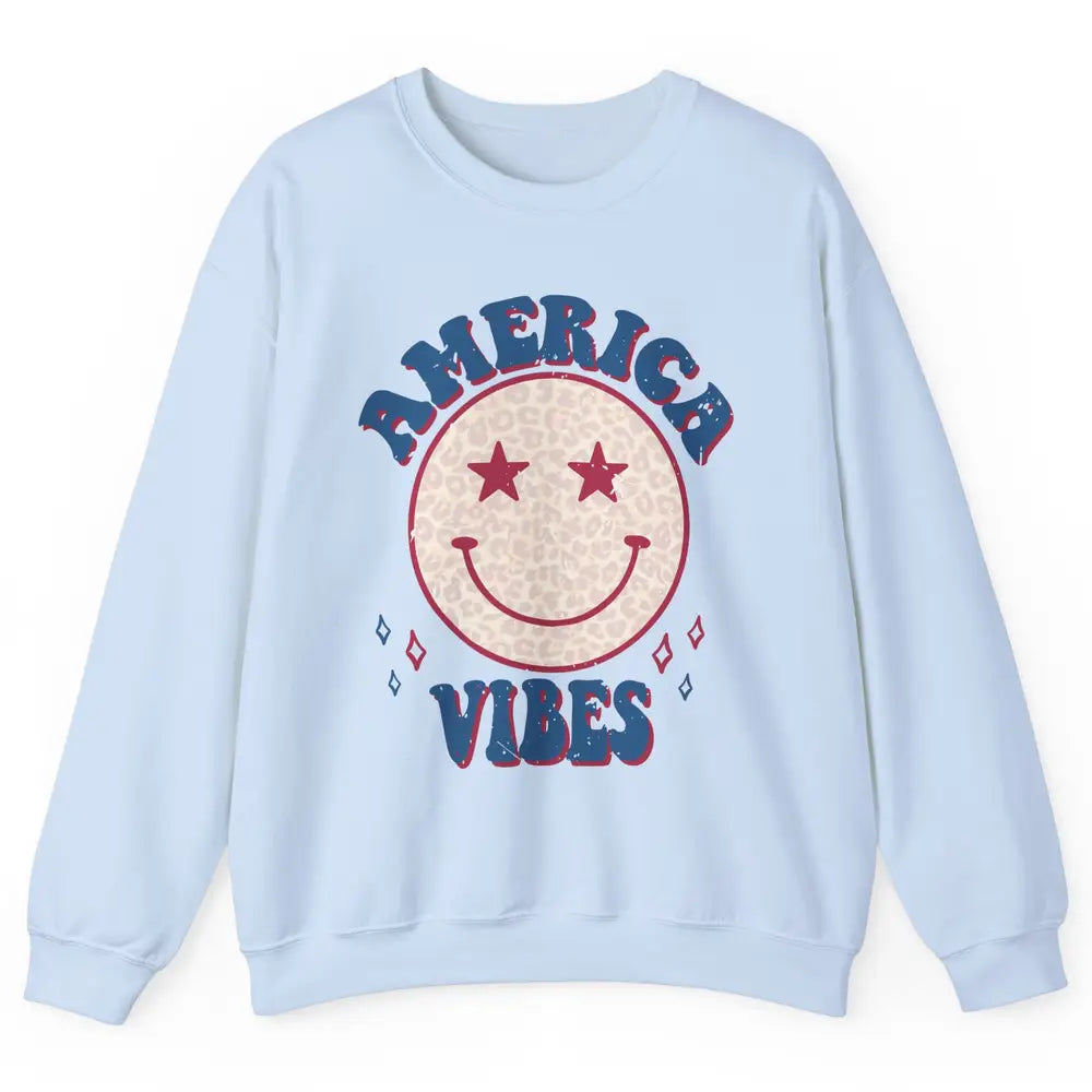 America Vibes Smile Patriotic 4th Of July Happy Face Summer Unisex Crewneck Sweatshirt