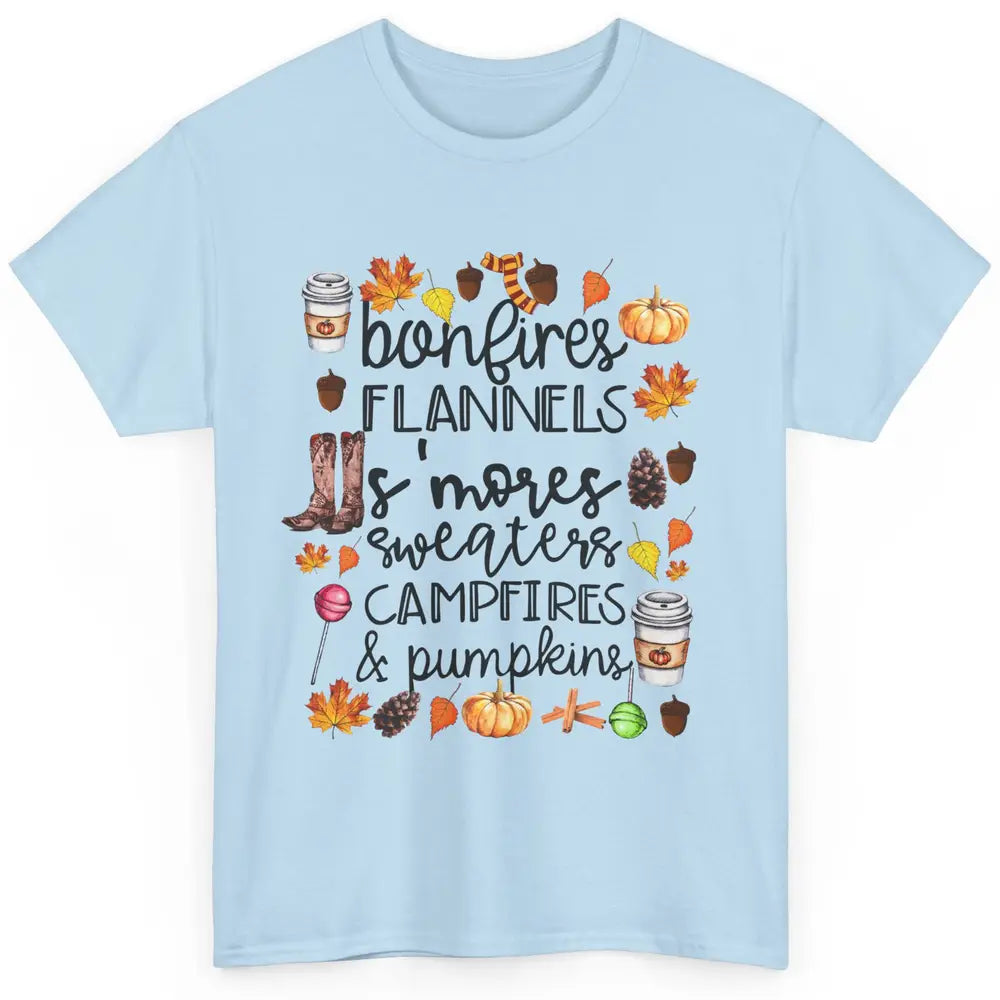 Fall Stuff Pumpkins Falling Leaves Campfire Halloween Autumn Classic Unisex T-Shirt