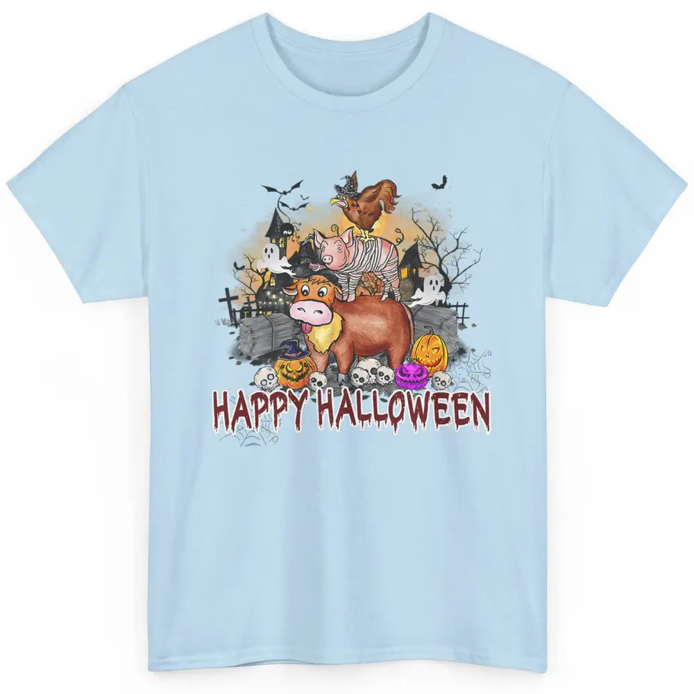 Farm Animal Haunted House Farming Halloween Spooky Season Classic Unisex T-Shirt