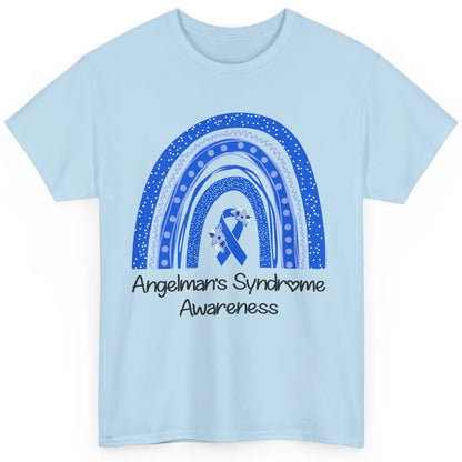 We Wear Blue Angelman's Syndrome Floral Blue Ribbon Rainbow Classic Unisex T-Shirt