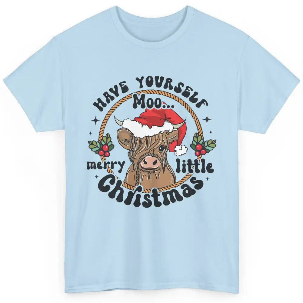 Have Yourself Merry Little Christmas Cow Santa Hat Xmas Gift Classic Unisex T-Shirt