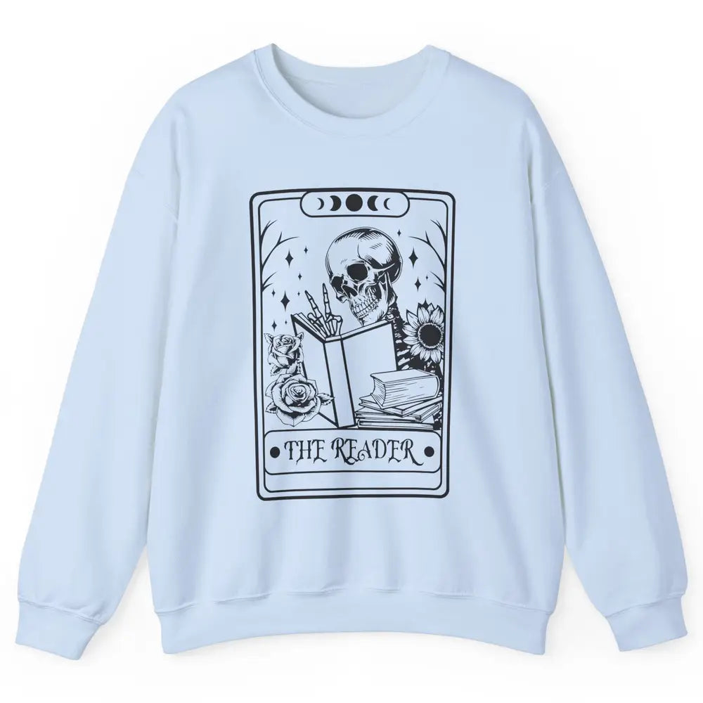 Retro Skeleton The Reader Tarot Card Halloween Romance Book Unisex Crewneck Sweatshirt