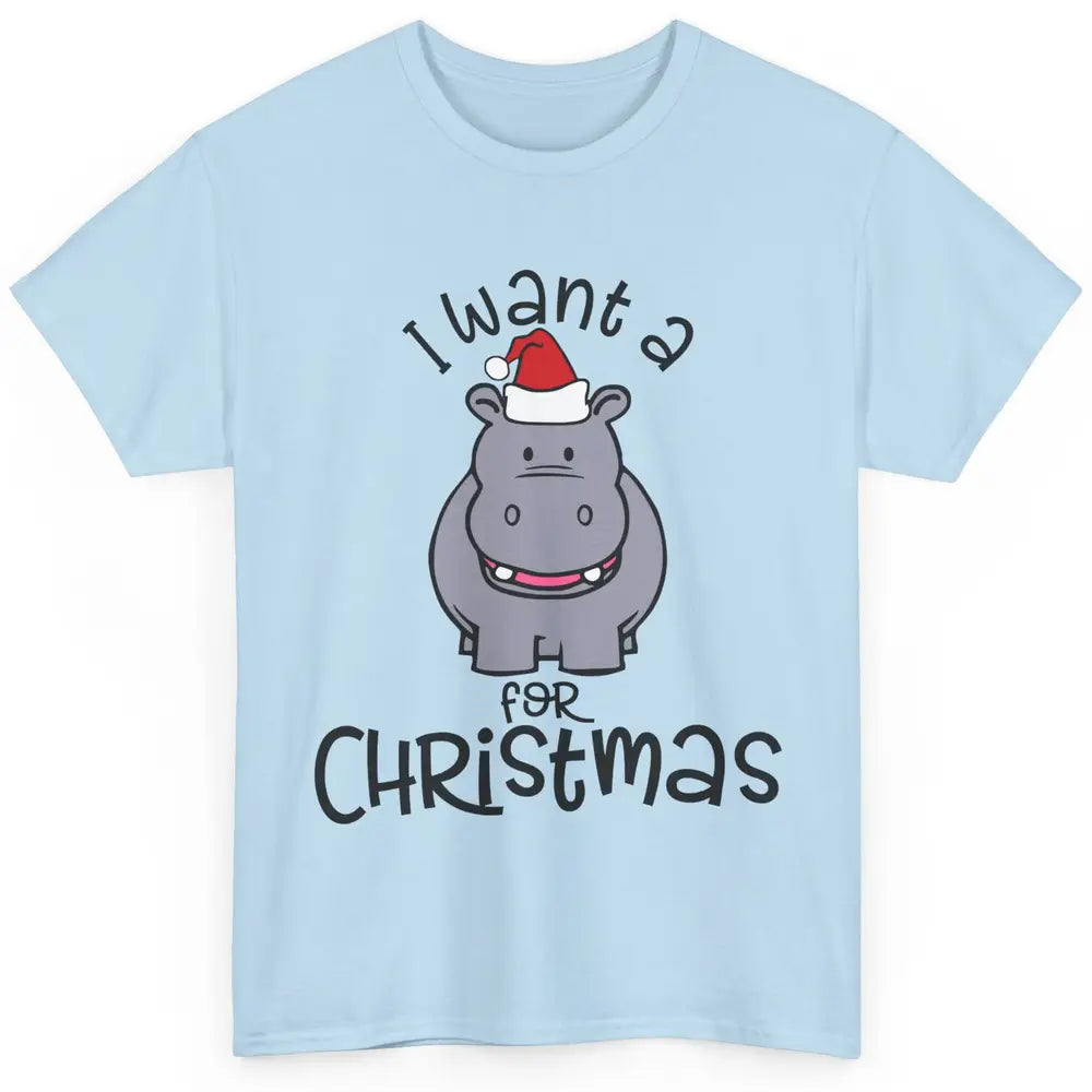 Funny I Want A Hippopotamus For Christmas Tree Hippo Santa Classic Unisex T-Shirt