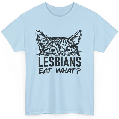 Funny Black Cat Lesbians Eat What LGBTQ Sarcastic Cat Mom Classic Unisex T-Shirt