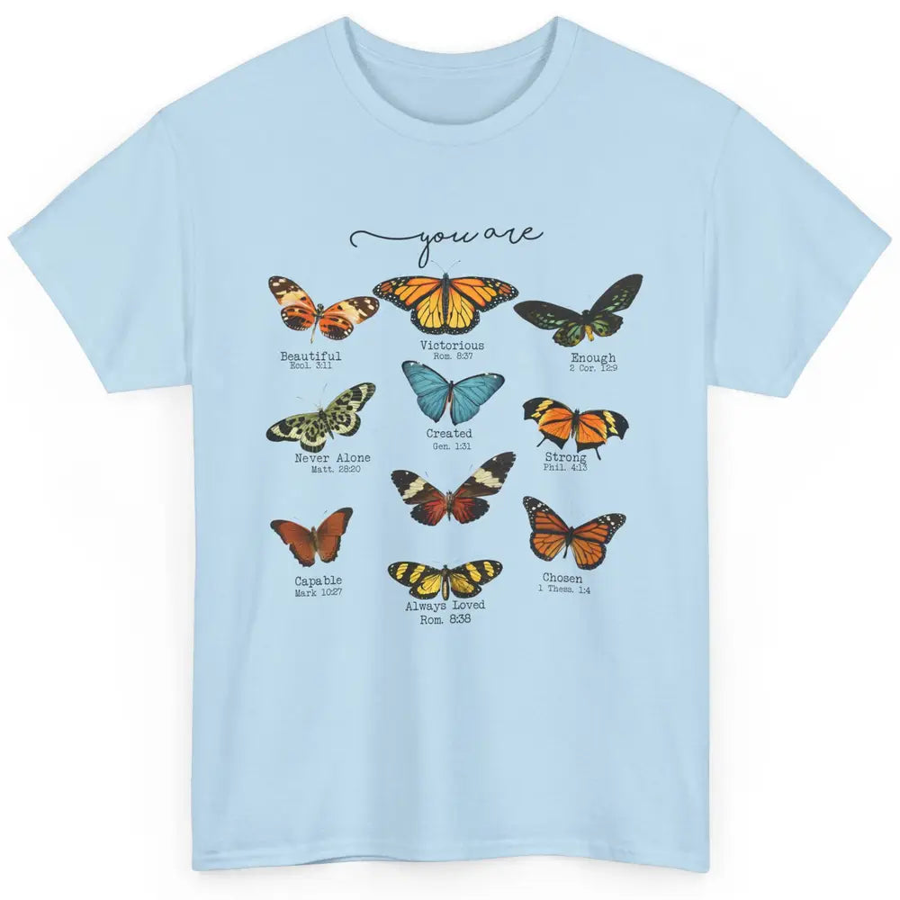 Christian Butterflies God Says You Are Bible Verse Religious Classic Unisex T-Shirt