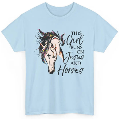 Christian This Girl Runs On Jesus And Horses Western Cowgirl Classic Unisex T-Shirt