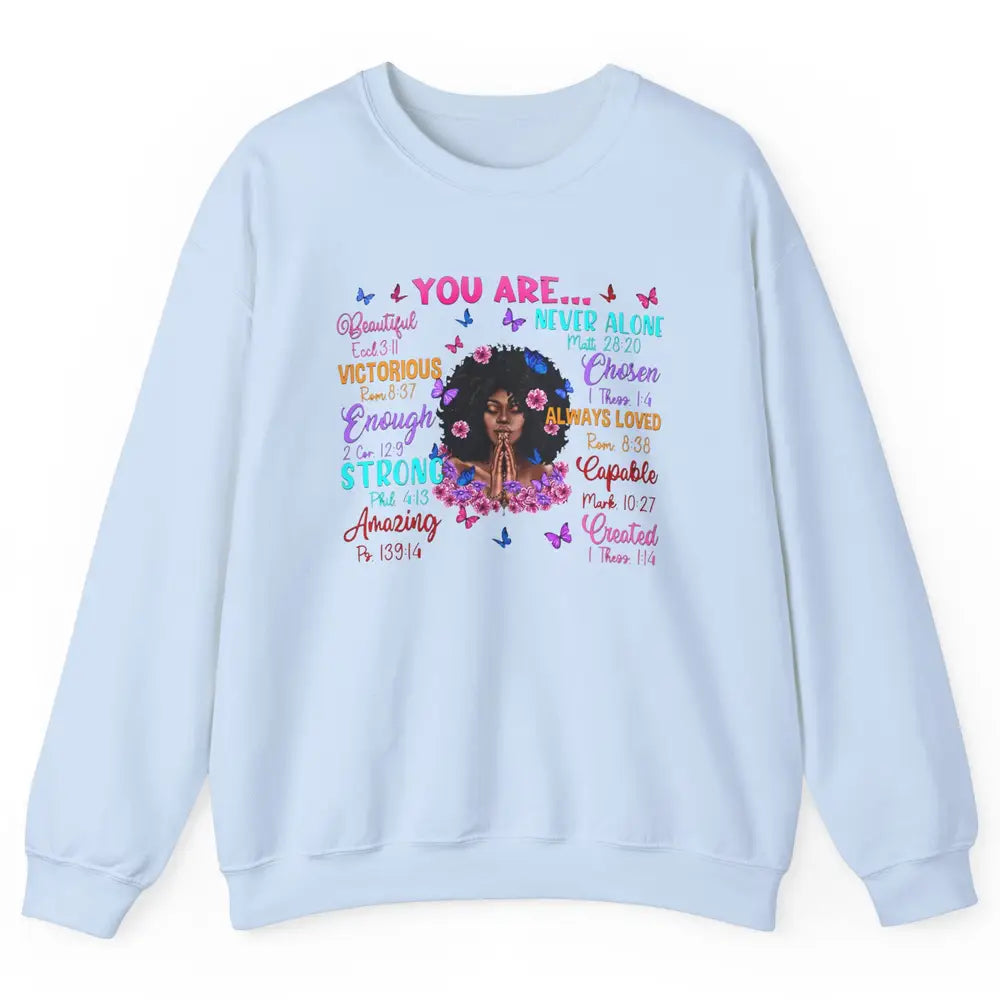 Afro Women Christian God Says I Am Bible Verse Religious Unisex Crewneck Sweatshirt