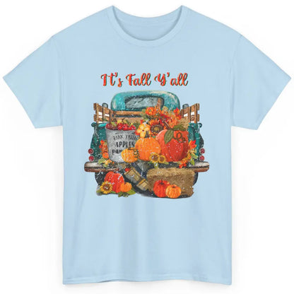 Retro Pumpkin Truck Sunflower Western Pumpkin Season Fall Classic Unisex T-Shirt