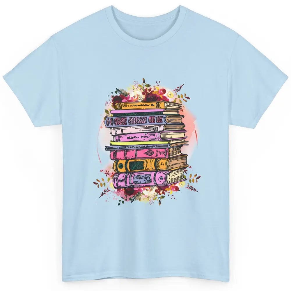 Book Wildflower Floral Aesthetic Librarian Bookworm Bookish Classic Unisex T-Shirt