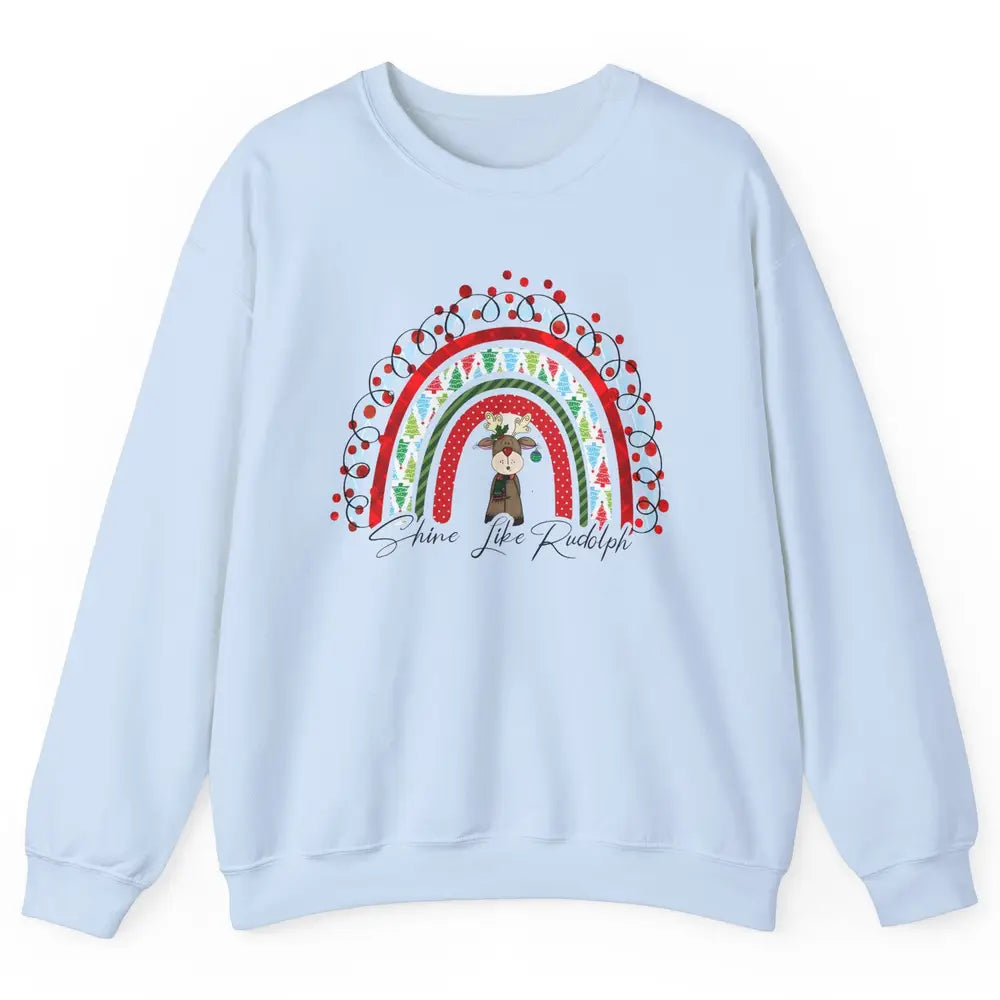 Boho Christmas Tree Rainbow Shine Like Reindeer Christmas Unisex Crewneck Sweatshirt