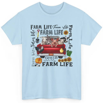 Sunflower Western Farm Life Animals Vegan Cow Pig Rooster Classic Unisex T-Shirt