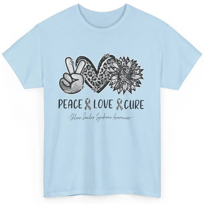 Ehlers Danlos Syndrome EDS Peace Love Cure Leopard Sunflower Classic Unisex T-Shirt