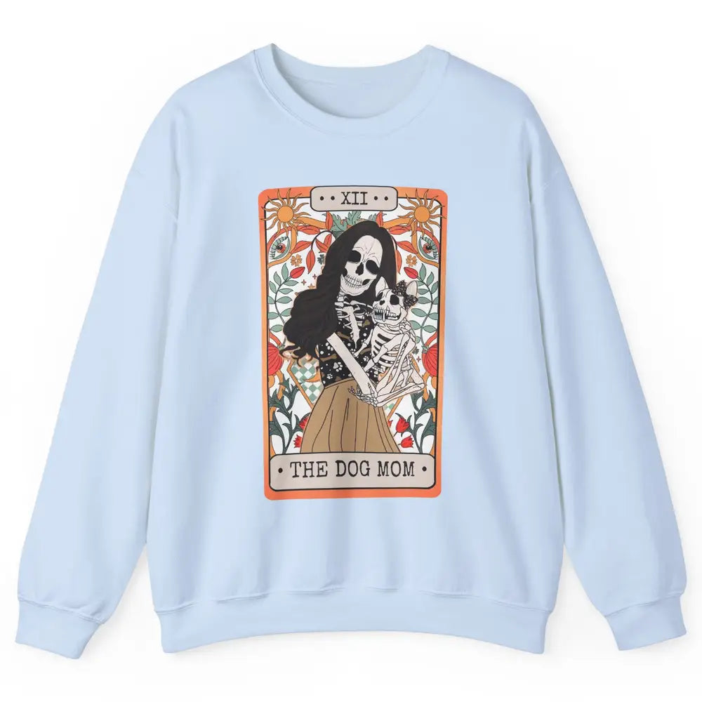 Retro Skeleton Tarot Card The Dog Mom Halloween Dog Lovers Unisex Crewneck Sweatshirt