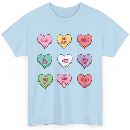 Conversation Hearts Valentines Love Boho V-Day Candy Rainbow Classic Unisex T-Shirt