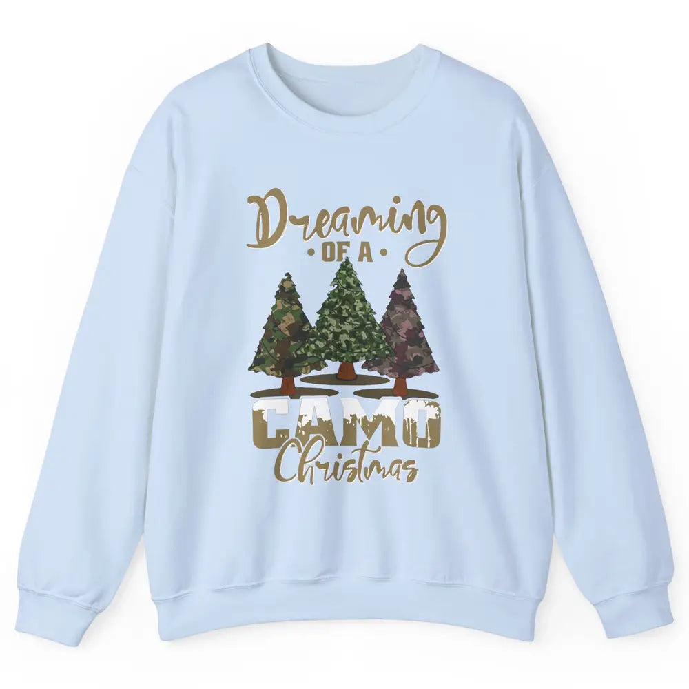 Christmas Tree Dreaming Of A Camo Christmas Veteran Gift Unisex Crewneck Sweatshirt