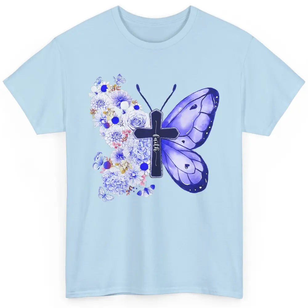 Butterfly Cross Faith Floral God Jesus Christian Bible Women Classic Unisex T-Shirt