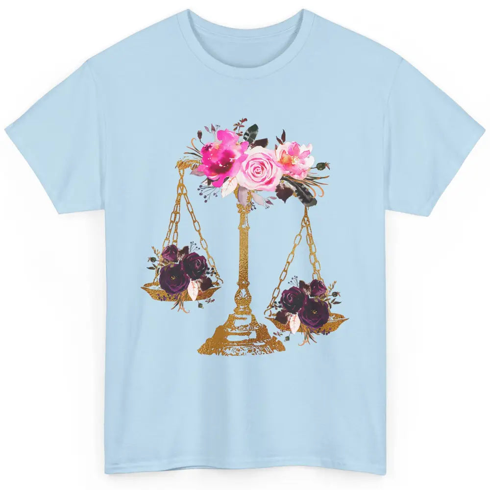 Wildflowers Lawyer Office Scales Roses Justice Law School Classic Unisex T-Shirt