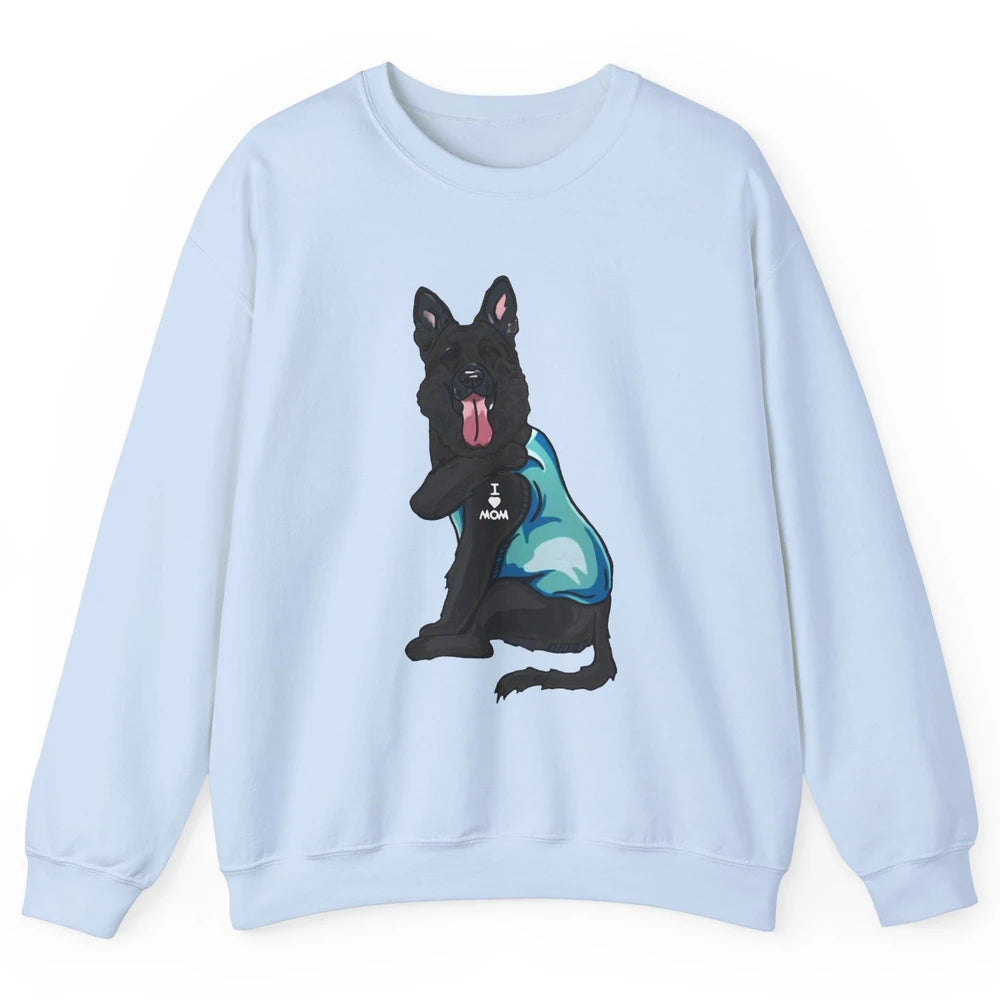 Black German Shepherd I Heart Mom Dog Mom Mother's Day Gift Unisex Crewneck Sweatshirt