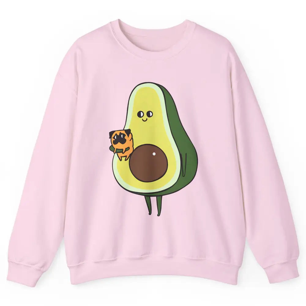 Avocado With Pug Funny Avocado Vegan Pug Lovers Gift Unisex Crewneck Sweatshirt