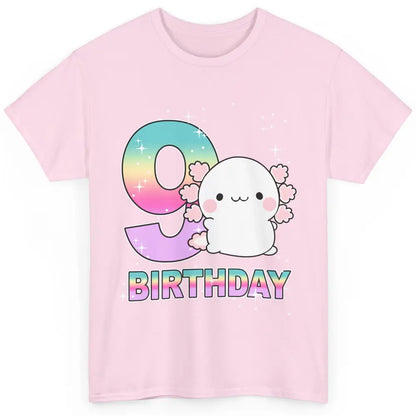 Cute Axolotl 9th Birthday Girl Boy 9 Years Old Birthday Gift Classic Unisex T-Shirt