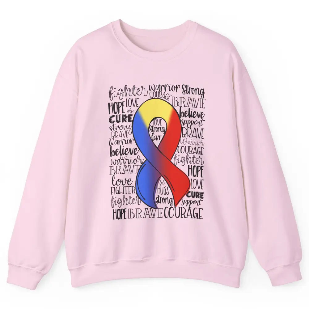 Thoracic Outlet Syndrome Awareness Blue Red Ribbon Hope Love Unisex Crewneck Sweatshirt