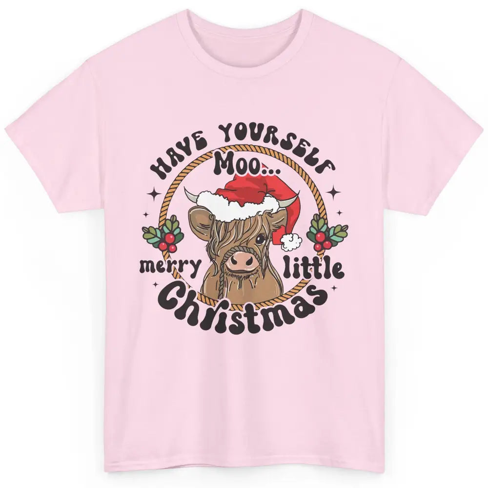 Have Yourself Merry Little Christmas Cow Santa Hat Xmas Gift Classic Unisex T-Shirt