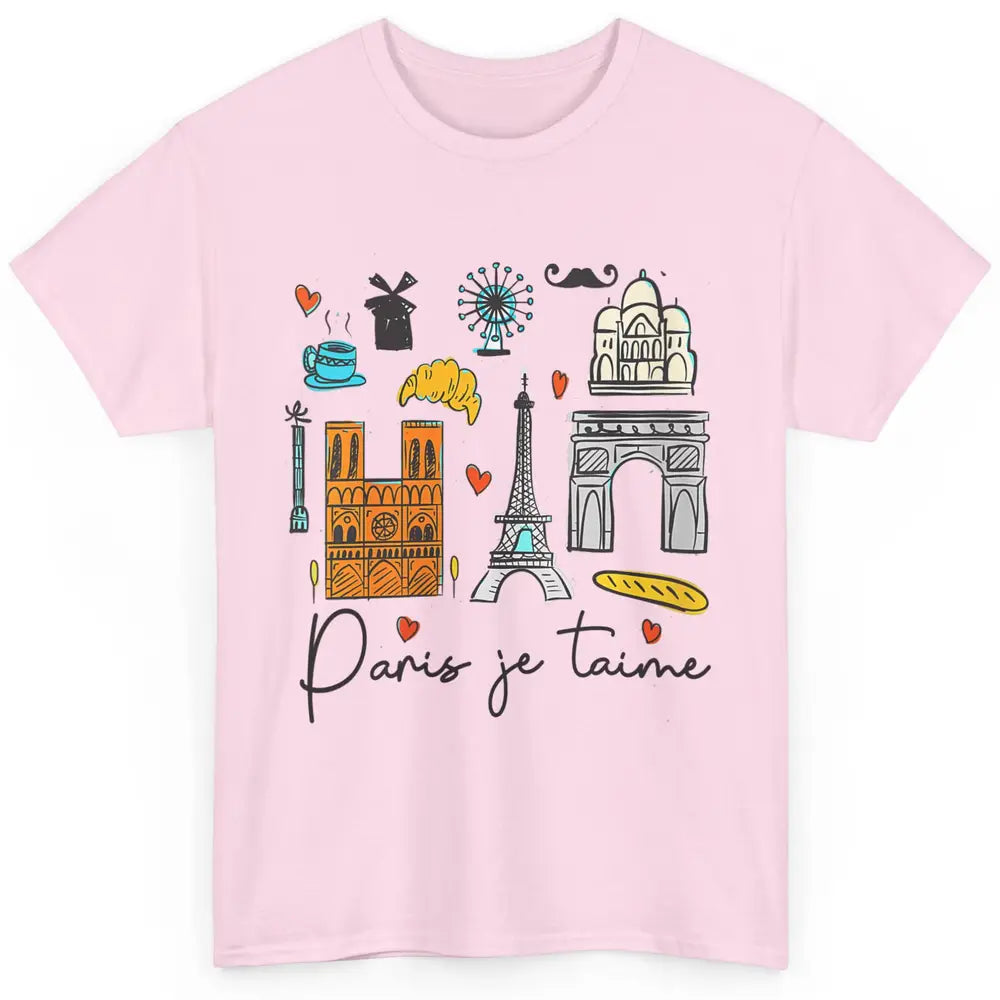 Doodle Eiffel Tower Minimalist Paris France Traveling Love Classic Unisex T-Shirt