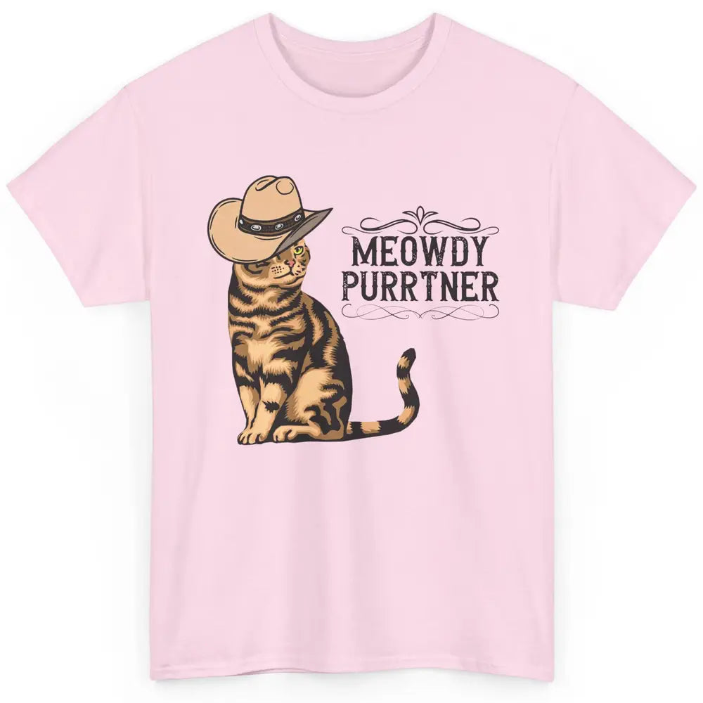 Funny Cat Cowboy Meowdy Purrtner Western Country Cat Mom Classic Unisex T-Shirt