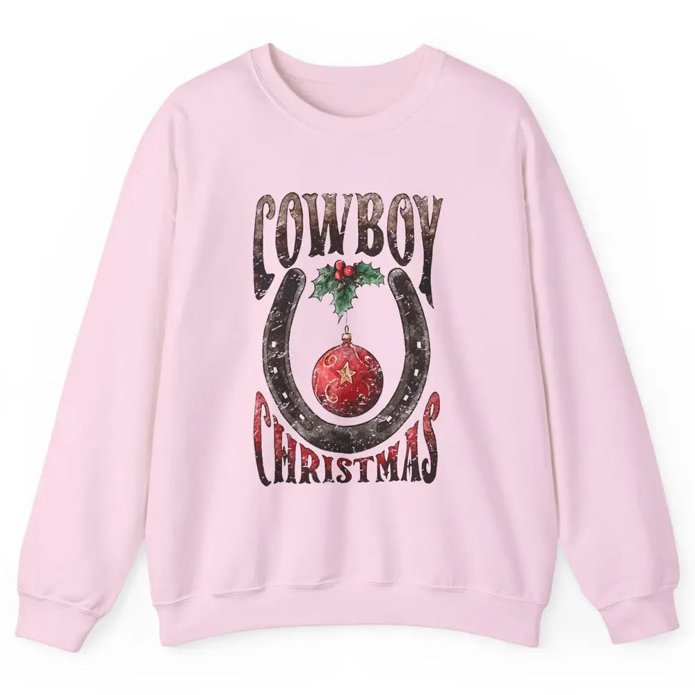 Christmas Cowboy Horseshoe Xmas Balls Western Christmas Unisex Crewneck Sweatshirt