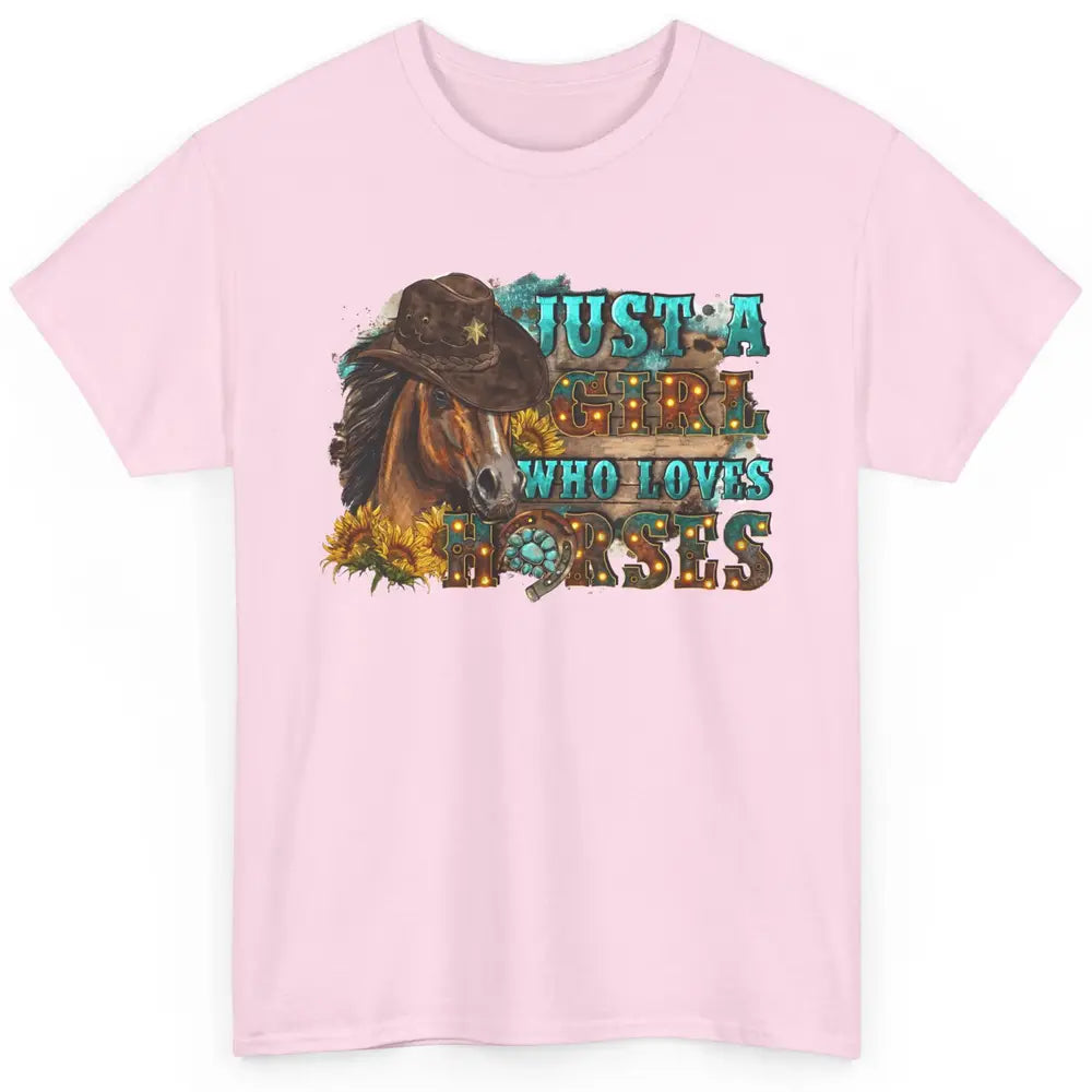 Floral Horse Mom Just A Girl Who Loves Horses Western Cowboy Classic Unisex T-Shirt