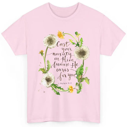 Floral Christian Faith Cast Your Anxiety On Him Bible Verse Classic Unisex T-Shirt