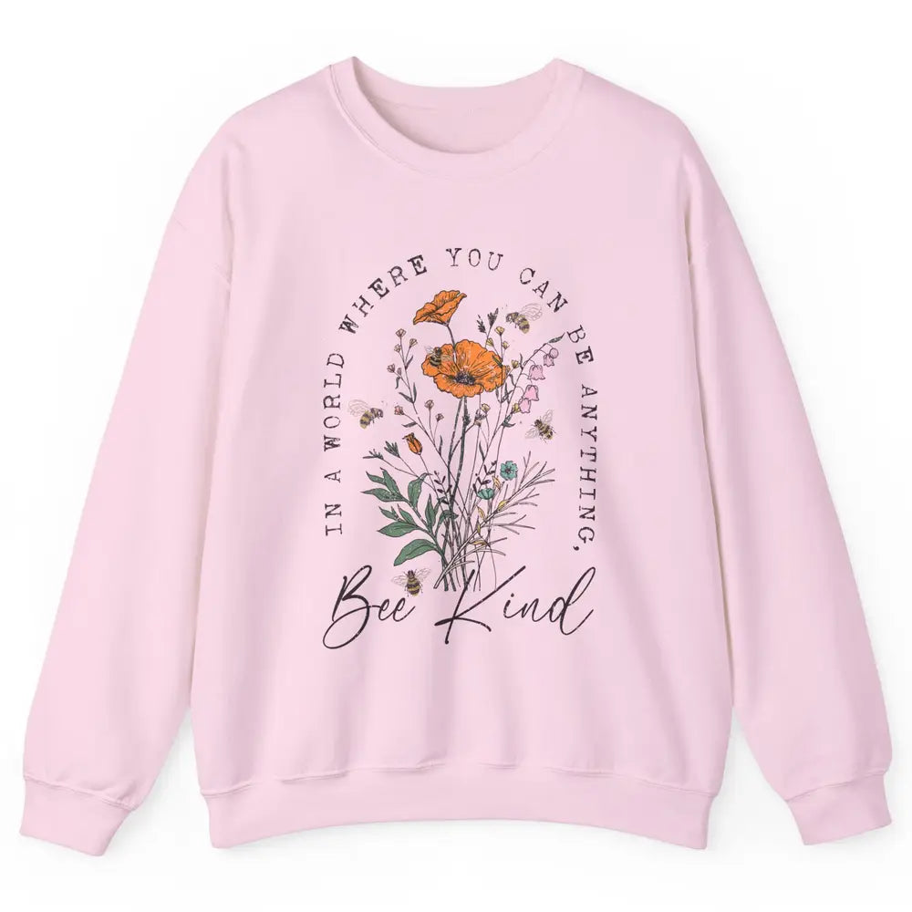 Vintage Bee Kind Daisy Minimalist Positive Mind Wildflower Unisex Crewneck Sweatshirt