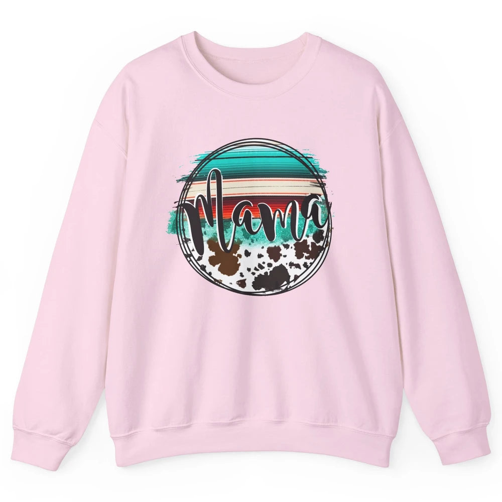 Western Country Boho Mama Cowhide Turquoise Western Mama Unisex Crewneck Sweatshirt