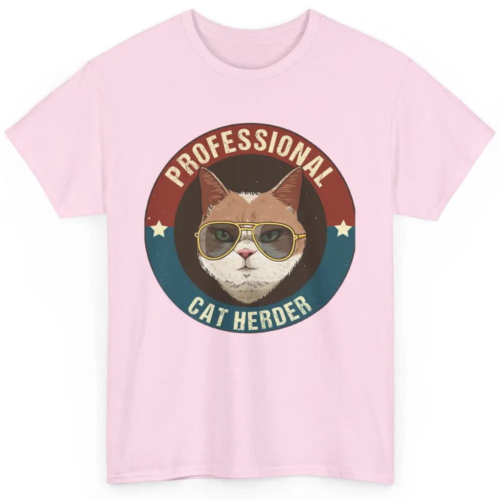 Vintage Cat Glasses Professional Cat Herder Cat Mom Cat Dad Classic Unisex T-Shirt