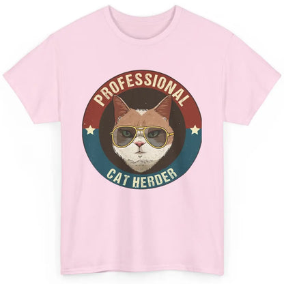 Vintage Cat Glasses Professional Cat Herder Cat Mom Cat Dad Classic Unisex T-Shirt