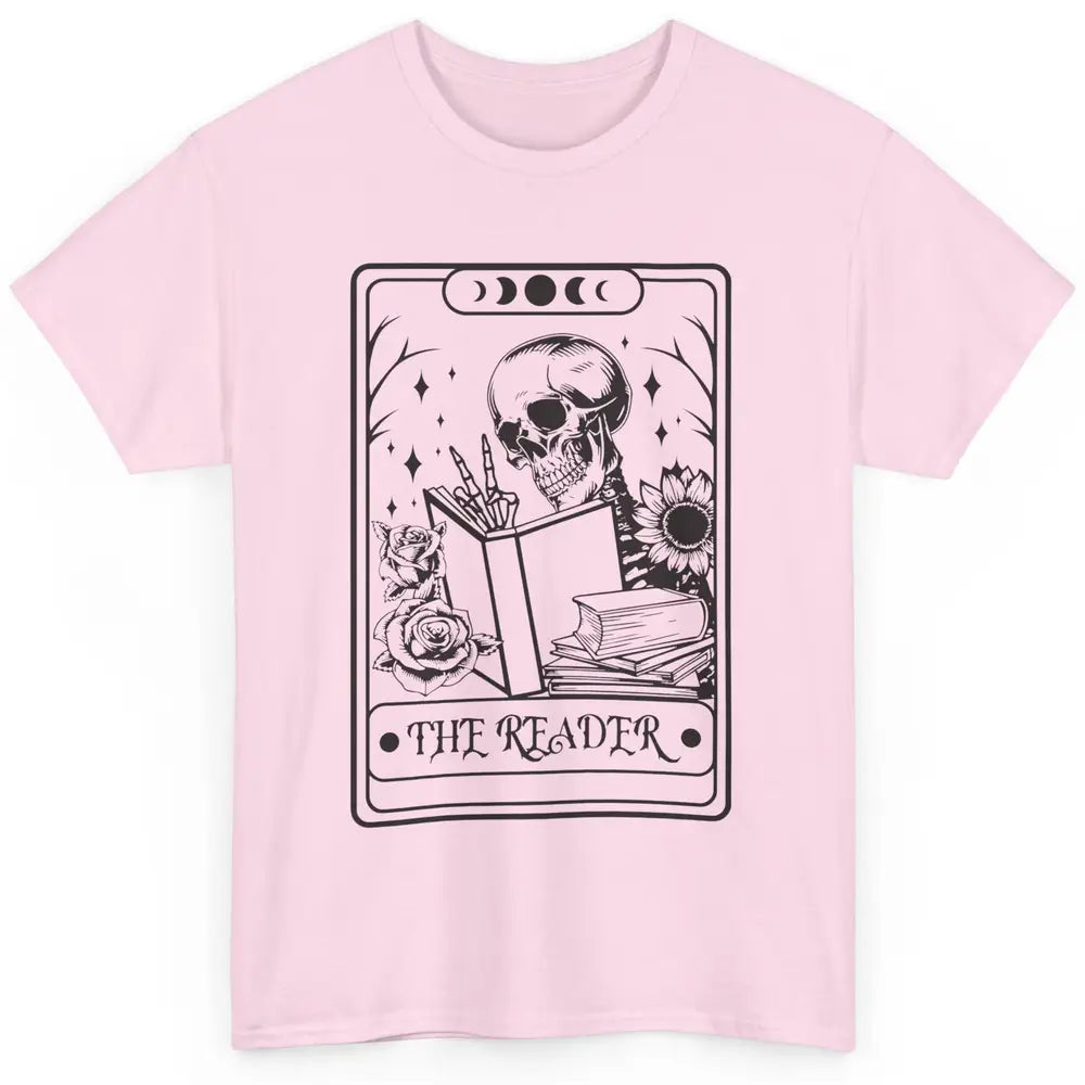 Retro Skeleton The Reader Tarot Card Halloween Romance Book Classic Unisex T-Shirt