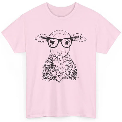 Cute Sheep Glasses Nerdy Farm Animal Hipster Sheep Lovers Classic Unisex T-Shirt