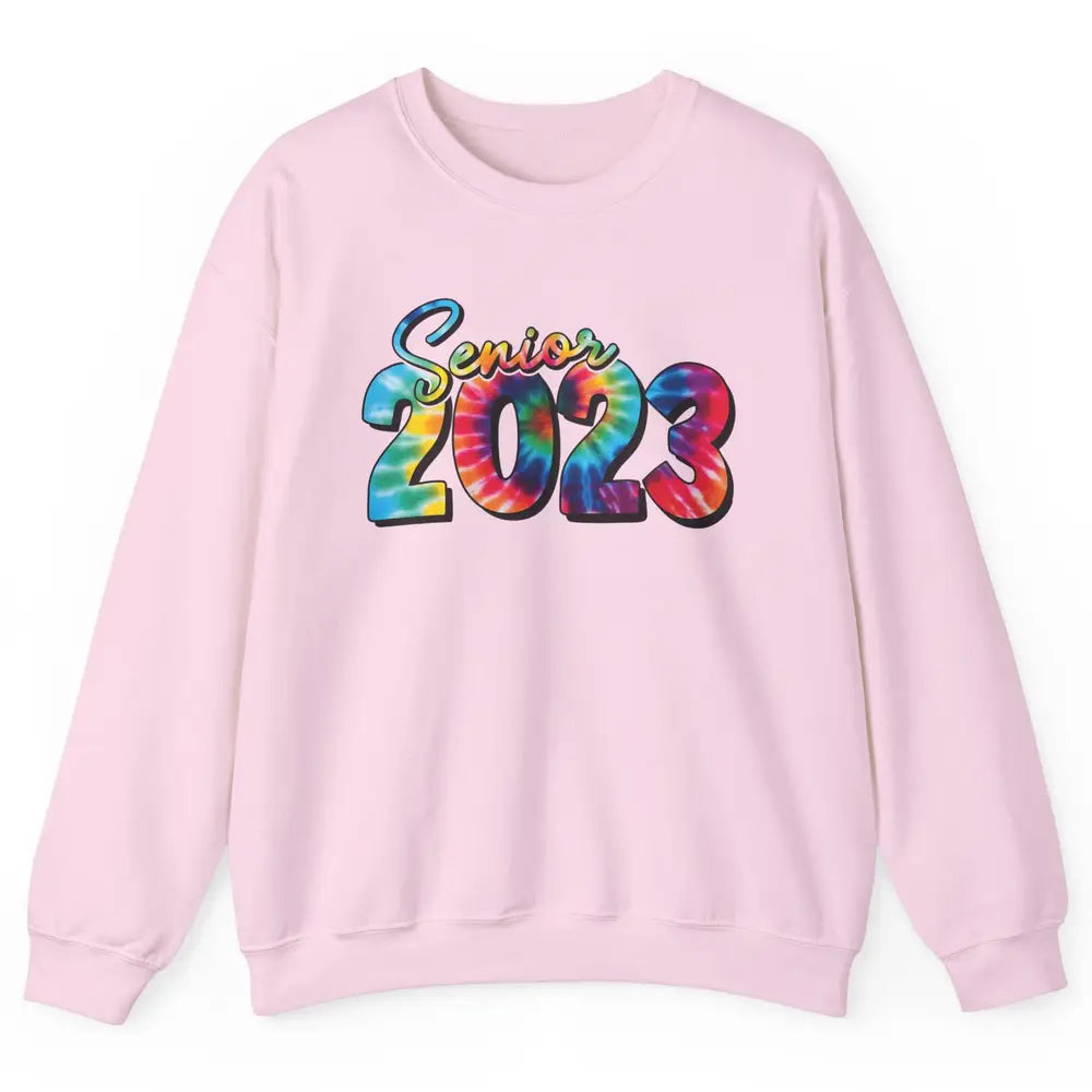 Tie Dye Senior 2023 Class Of 2023 Graduate Bachelor Hat Gift Unisex Crewneck Sweatshirt