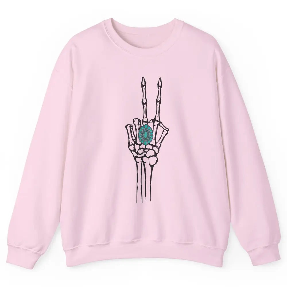 Retro Skeleton Turquoise Ring Western Future Bride Engaged Unisex Crewneck Sweatshirt