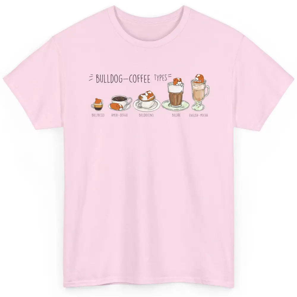 Funny Bulldog Coffee Types Parody Coffee French Bulldog Classic Unisex T-Shirt