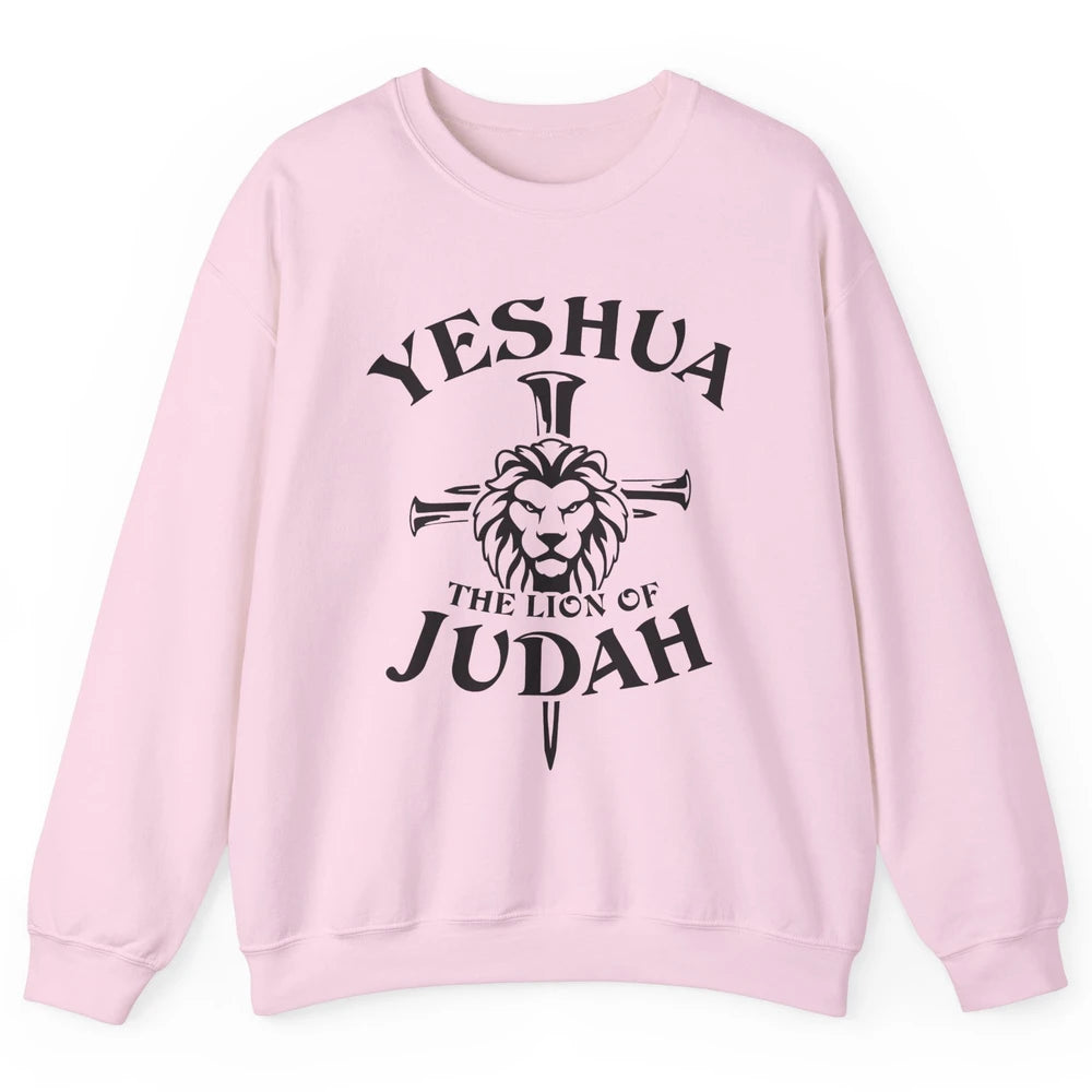 Yeshua Jesus Cross Lion Of Judah Christian Faith Religious Unisex Crewneck Sweatshirt