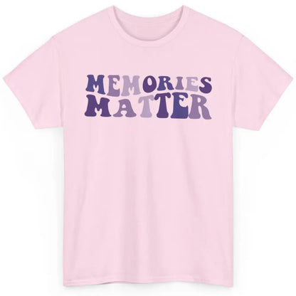 Alzheimer Awareness Groovy Memories Matter Purple Warrior Classic Unisex T-Shirt