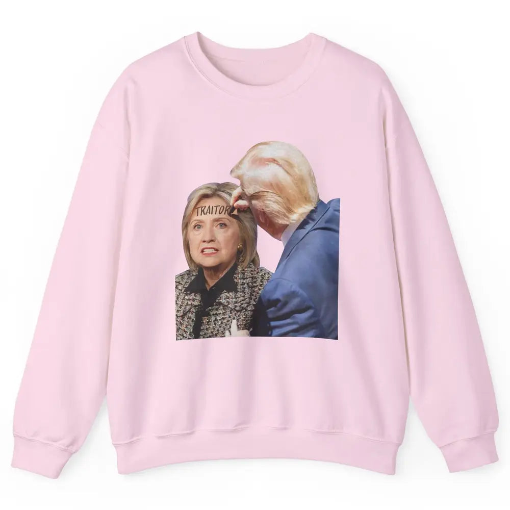 Traitor Donald Trump Writing On Forehead Of Hillary Clinton Unisex Crewneck Sweatshirt